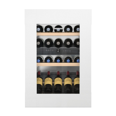 מקרר יין אינטגרלי מלא 33 בקבוקים עם מסגרת זכוכית לבנה מבית LIEBHERR דגם EWTgw 1683 Vinidor
